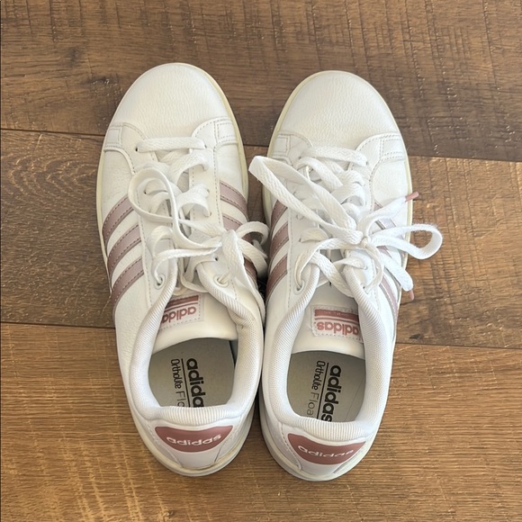 adidas Shoes - Adidas White and Pink Sneakers Low-Top Design